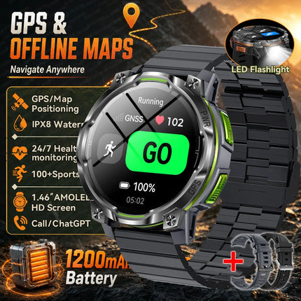GPS Sports Smart Watch with Flashlight