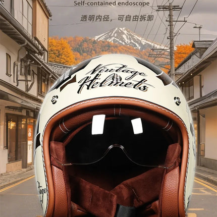 ORZ Retro 3/4 Motorcycle Helmet with Sun Visor, DOT Approved
