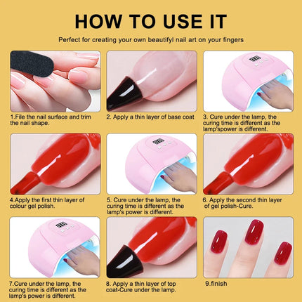 Gel Nail Polish Kit with UV Lamp & Electric Nail Drill – Complete Manicure Set