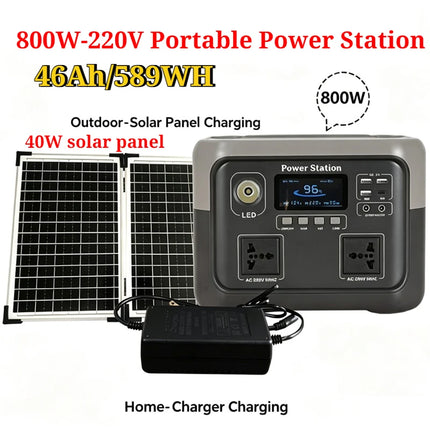 800W Portable Power Station 589Wh Solar Generator Backup Battery