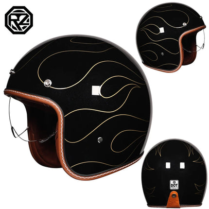 ORZ Retro 3/4 Motorcycle Helmet with Sun Visor, DOT Approved