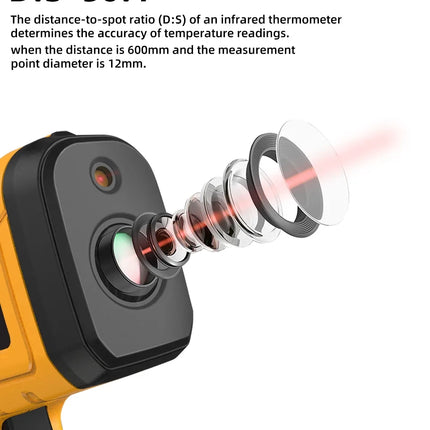 DIBELLAY BSIDE H3 Infrared Thermometer Gun – Digital Laser, -50~1400°C, Non-Contact Industrial Temperature Tester