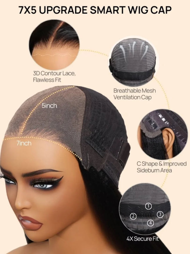 Nadula Glueless Ombre Yaki Straight Wig – 7x5 Lace