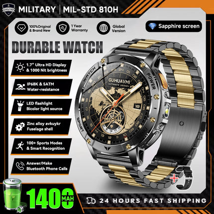 Military Sports Smart Watch with Flashlight