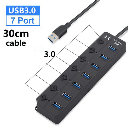 USB 3.0 Hub 7 Ports 5Gbps with Power Switch
