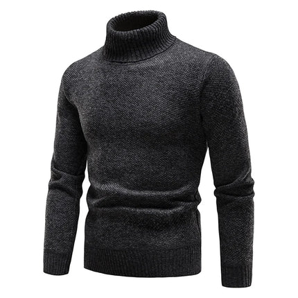 DIBELLAY Men’s Fleece Turtleneck Sweater – Autumn/Winter Slim Fit