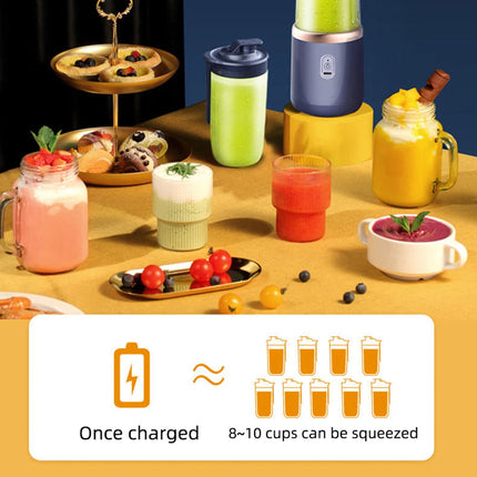 6-Blade Portable Juicer – USB Rechargeable Blender with 2 Cups