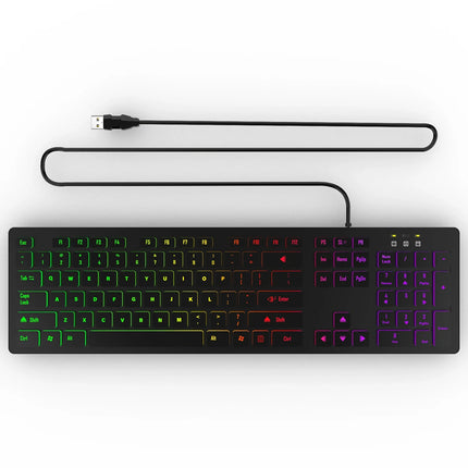 RGB Backlit Gaming Keyboard – Wired USB, Silent Keys