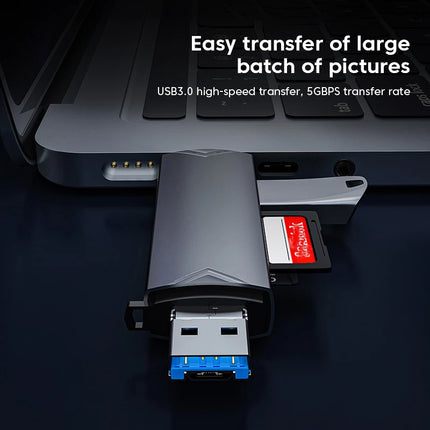 6-in-1 USB 3.0 Card Reader – Type-C & Micro USB OTG