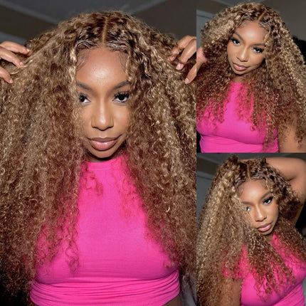 Perruque UNice Curly – Blond mèches, lace closure 6x4.75, glueless