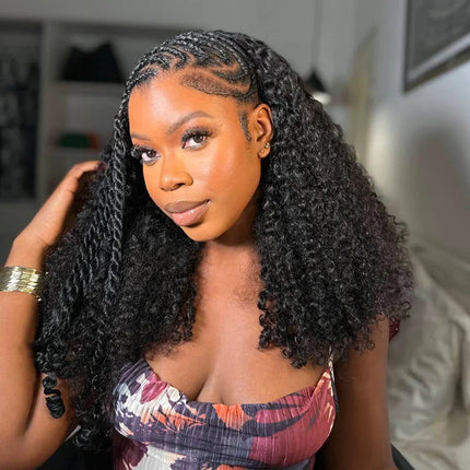 3-in-1 Afro Kinky Curly Half Wig – Human Hair, Glueless