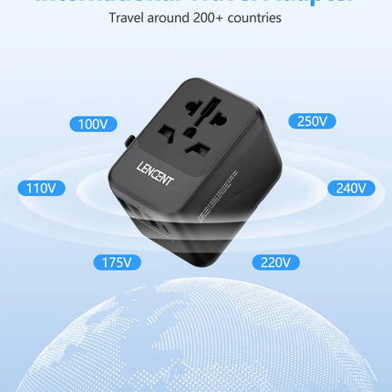 LENCENT Universal Travel Adapter with USB-C PD Fast Charging