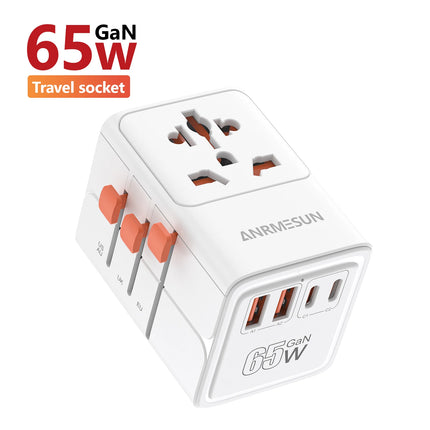Universal Travel Adapter 45W PD Fast Charger with USB & Type-C Ports