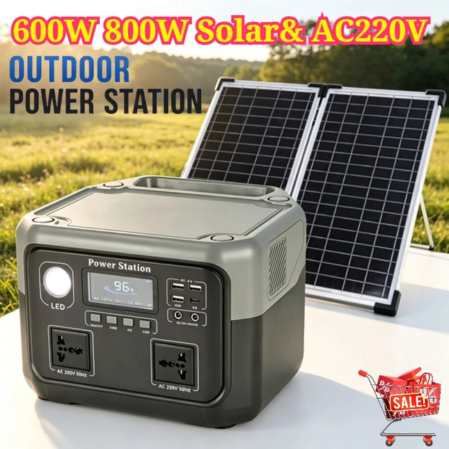 800W Portable Power Station 589Wh Solar Generator Backup Battery