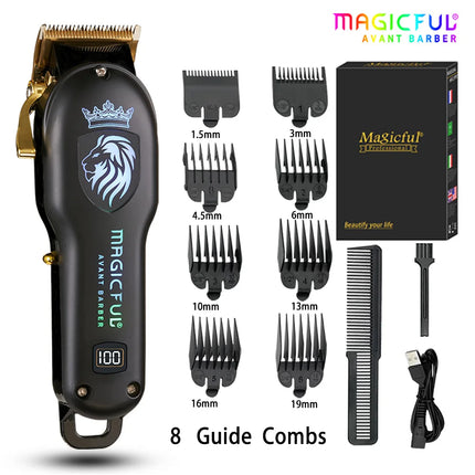 MAGICFUL New Professional Hair Clipper Rechargeable Electric Trimmer For Men