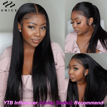 UNice Pre-Everything 13x4 Lace Front Wig – Pre-Bleached, Pre-Cut, Straight Human Hair”