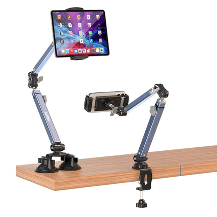 DIBELLAY – Support Tablette & Téléphone de Bureau Ultra Solide à Double Ventouse