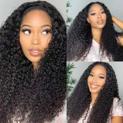 Wigs Brazilian Headband Wig bouclée – 20 pouces, densité 180 %, cheveux Remy