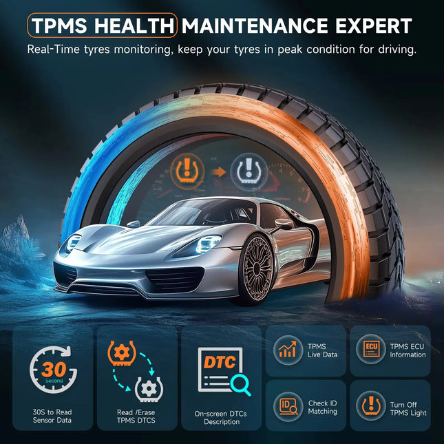 TPMS Sensor Activation & Reset Tool – Tire Pressure Monitoring, Programming, and OBD2 Diagnostic Tool