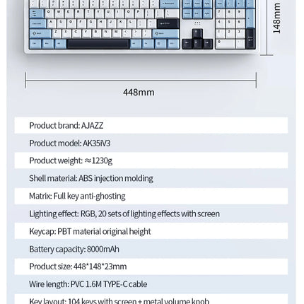 AJAZZ AK35I MAX Keyboard – Tri-Mode & Hot-Swap