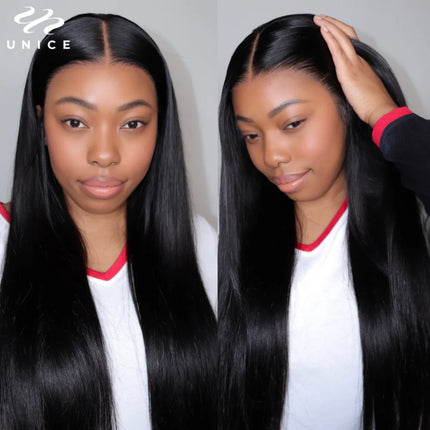 UNice Pre-Everything 13x4 Lace Front Wig – Pre-Bleached, Pre-Cut, Straight Human Hair”