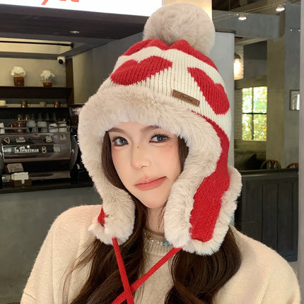 Women’s Heart Pom-Pom Beanie