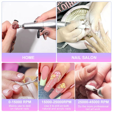 45,000 RPM Rechargeable Electric Nail Drill – Professional Portable Manicure Tool