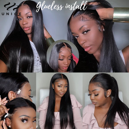 UNice Pre-Everything 13x4 Lace Front Wig – Pre-Bleached, Pre-Cut, Straight Human Hair”