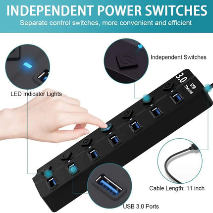 USB 3.0 Hub 7 Ports 5Gbps with Power Switch