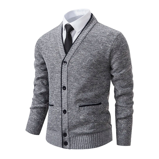 DIBELLAY Men’s V-Neck Knitted Cardigan – Autumn/Winter