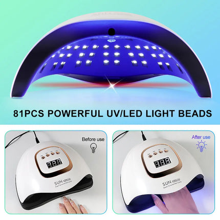 Lampe UV ongles 81 LEDs – Séchage rapide avec capteur & 4 minuteries