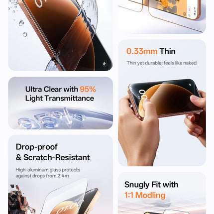 Dibellay Tempered Glass Screen Protector for iPhone 17–12 Pro Max (HD, Anti-Peep, Dust-Proof, with Cleaning Kit)