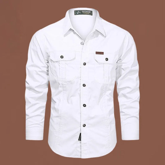 Spring Autumn Cargo Shirt Men