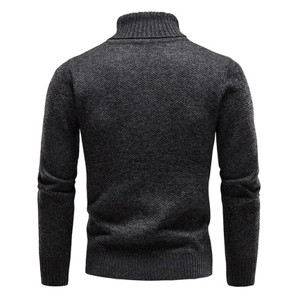 DIBELLAY Men’s Fleece Turtleneck Sweater – Autumn/Winter Slim Fit