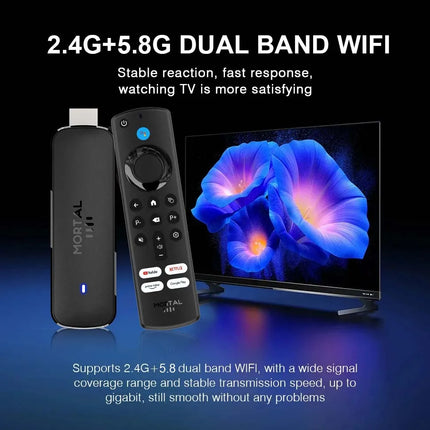 Mortal Q8 – TV Stick Android 14, Wi-Fi 6, BT 5.0, Google Assistant