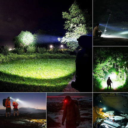 USB Rechargeable LED Headlamp with SOS & Red Safety Light