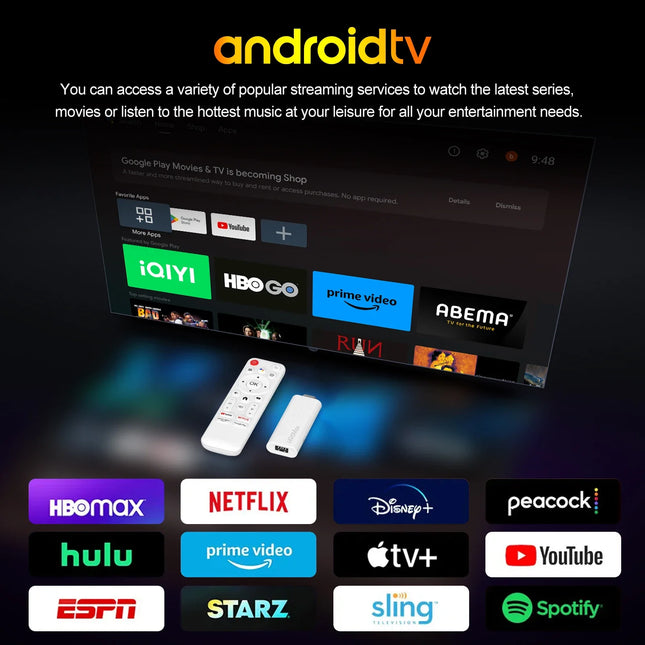 H96 MAX – Mini TV Stick Android 14, Wi-Fi 6, BT, 4K HD, Google Assistant