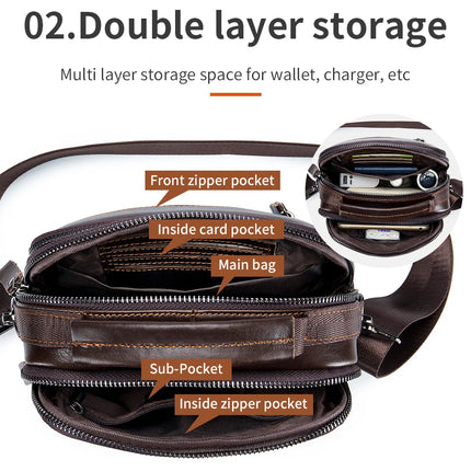 Men's crossbody bag, fashionable leather bag