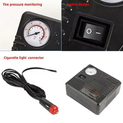 12V Car Tire Inflator Air Pump with Pressure Gauge for SUV & Truck