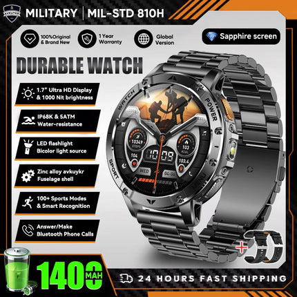 Military Sports Smart Watch with Flashlight