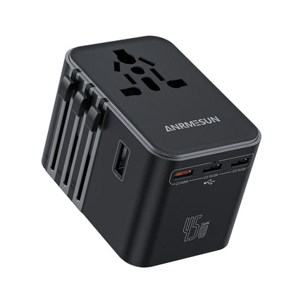 Universal Travel Adapter 45W PD Fast Charger with USB & Type-C Ports