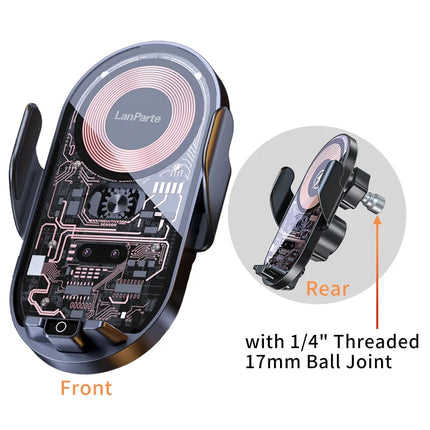DIBELLAY LanParte – Support Voiture Sans Fil 15W avec Recharge Rapide Auto-Clamp