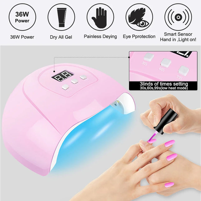 Gel Nail Polish Kit with UV Lamp & Electric Nail Drill – Complete Manicure Set