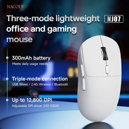 AJAZZ NJ07 Tri-Mode Gaming Mouse – 12800 DPI, Wireless & Wired