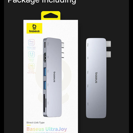 DIBELLAY Dual USB-C Hub 4K HDMI, 40Gbps, USB 3.0, SD/TF for MacBook Pro/Air