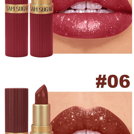 Pearlescent Pink Glitter Velvet Lipstick – Waterproof & Long Lasting