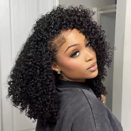 3-in-1 Afro Kinky Curly Half Wig – Human Hair, Glueless