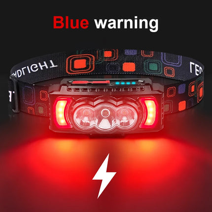 USB Rechargeable LED Headlamp with SOS & Red Safety Light