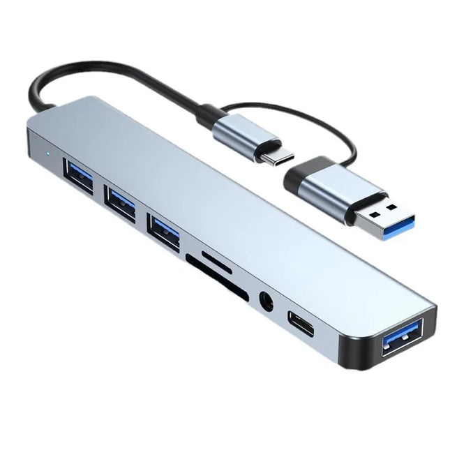 Hub USB 8-en-2 Type-C avec audio et micro SD