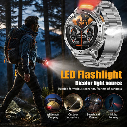 Military Sports Smart Watch with Flashlight